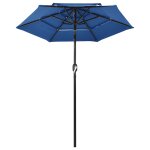 Vidaxl parasol  3 niveaux avec mt en aluminium bleu azur 2 m