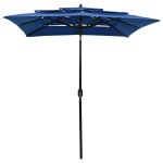 Vidaxl parasol  3 niveaux avec mt en aluminium bleu azur 2x2 m