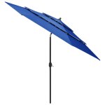 Vidaxl parasol  3 niveaux avec mt en aluminium bleu azur 3 m