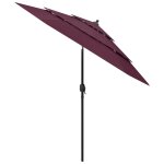 Vidaxl parasol � 3 niveaux avec m�t en aluminium bordeaux 2, 5 m