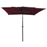 Vidaxl parasol � 3 niveaux avec m�t en aluminium bordeaux 2, 5x2, 5 m