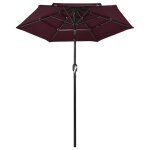 Vidaxl parasol � 3 niveaux avec m�t en aluminium bordeaux 2 m