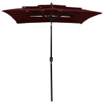 Vidaxl parasol � 3 niveaux avec m�t en aluminium bordeaux 2x2 m