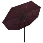 Vidaxl parasol � 3 niveaux avec m�t en aluminium bordeaux 3, 5 m