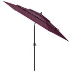 Vidaxl parasol � 3 niveaux avec m�t en aluminium bordeaux 3 m