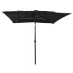 Vidaxl parasol  3 niveaux avec mt en aluminium noir 2, 5x2, 5 m