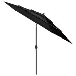 Vidaxl parasol  3 niveaux avec mt en aluminium noir 3 m