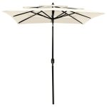 Vidaxl parasol  3 niveaux avec mt en aluminium sable 2x2 m