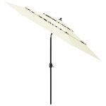 Vidaxl parasol  3 niveaux avec mt en aluminium sable 3 m