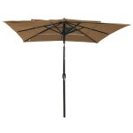 Vidaxl parasol � 3 niveaux avec m�t en aluminium taupe 2, 5x2, 5 m