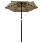 Vidaxl parasol � 3 niveaux avec m�t en aluminium taupe 2 m