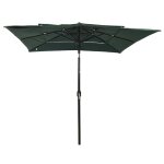 Vidaxl parasol  3 niveaux avec mt en aluminium vert 2, 5x2, 5 m