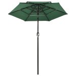 Vidaxl parasol  3 niveaux avec mt en aluminium vert 2 m