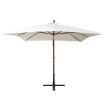 Vidaxl parasol 300 x 300 cm poteau en bois blanc