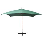 Vidaxl parasol 300 x 300 cm poteau en bois vert Vidaxl parasol 300 x 300 cm poteau en bois vert