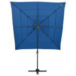 Vidaxl parasol  4 niveaux avec mt en aluminium bleu azur 250x250 cm
