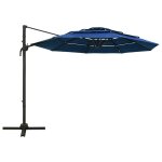Vidaxl parasol  4 niveaux avec mt en aluminium bleu azur 3x3 m