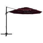 Vidaxl parasol � 4 niveaux avec m�t en aluminium bordeaux 3x3 m