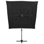Vidaxl parasol  4 niveaux avec mt en aluminium noir 250x250 cm