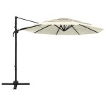 Vidaxl parasol  4 niveaux avec mt en aluminium sable 3x3 m