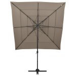 Vidaxl parasol � 4 niveaux avec m�t en aluminium taupe 250x250 cm