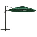 Vidaxl parasol  4 niveaux avec mt en aluminium vert 3x3 m