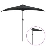 Vidaxl parasol de balcon et mt en aluminium anthracite 270x135cm demi