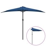 Vidaxl parasol de balcon avec mt en aluminium bleu 300x150x253cm demi