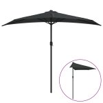 Vidaxl parasol de balcon avec mt en aluminium noir 270x135x245cm demi