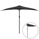 Vidaxl parasol de balcon avec mt en aluminium noir 300x150x253cm demi