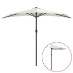 Vidaxl parasol de balcon avec mt en aluminium sable 270x135 cm demi