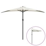 Vidaxl parasol de balcon avec mt en aluminium sable 300x150 cm demi