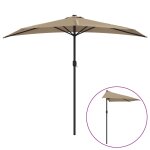 Vidaxl parasol de balcon avec mt en aluminium taupe 270x135 cm demi