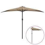 Vidaxl parasol de balcon avec mt en aluminium taupe 300x150 cm demi