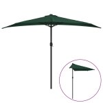 Vidaxl parasol de balcon avec mt en aluminium vert 300x150 cm demi