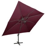 Vidaxl parasol déporté à double toit rouge bordeaux 400x300 cm Vidaxl parasol déporté à double toit rouge bordeaux 400x300 cm