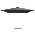 Vidaxl parasol dport avec led et mt en acier 250x250 cm anthracite