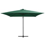 Vidaxl parasol dport avec led et mt en acier 250x250 cm vert