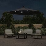 Vidaxl parasol dport  led et mt en acier 300 cm noir