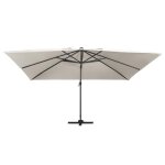 Vidaxl parasol dport avec lumires led aluminium 400x300 cm sable