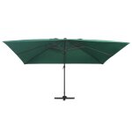 Vidaxl parasol dport avec lumires led aluminium 400x300 cm vert