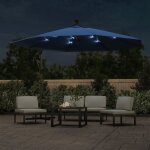 Vidaxl parasol dport avec lumires led bleu azur 350 cm