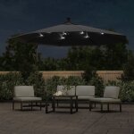 Vidaxl parasol dport avec lumires led noir 350 cm