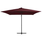 Vidaxl parasol dport avec lumires led rouge bordeaux 250x250 cm