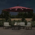 Vidaxl parasol dport avec lumires led rouge bordeaux 350 cm