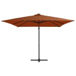 Vidaxl parasol dport avec lumires led terre cuite 250x250 cm