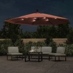 Vidaxl parasol dport avec lumires led terre cuite 350 cm