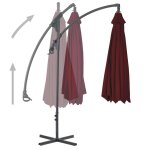 Vidaxl parasol dport avec mt en acier 250x250 cm rouge bordeaux