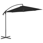 Vidaxl parasol dport avec mt en acier 300 cm noir