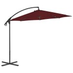 Vidaxl parasol dport avec mt en acier 300 cm rouge bordeaux